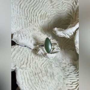 Precious Stone Genuine Jade in 925 Sterling Silver Ring size 7